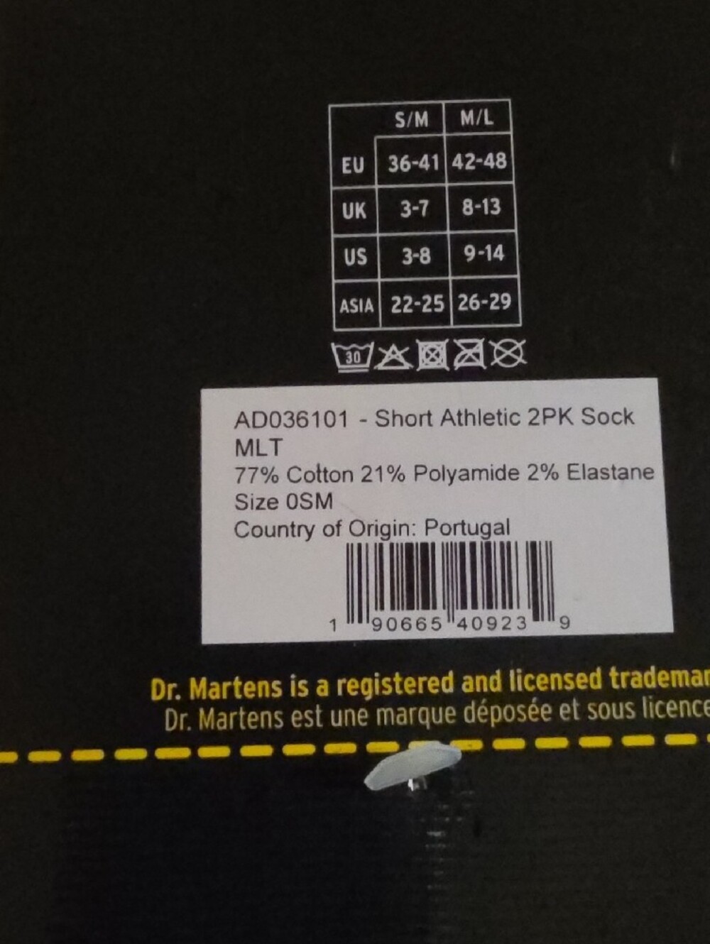 Dr. Martens White & Yellow Logo Crew Socks 2 Pack - Picture 4 of 6